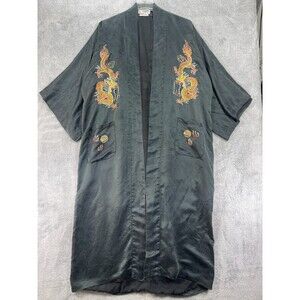 Vintage Phoenix Kimono Jacket Womens OS Gray Embroidered Dragon